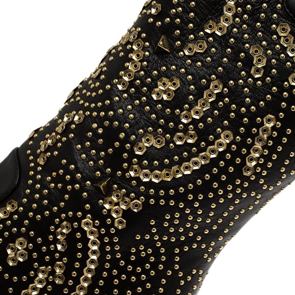 Giuseppe Zanotti Black and Gold Heeled western Boots gently used - Picture 3 of 10